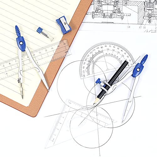 Unjoo Conjunto de kit de geometria matemática 10 peças de suprimentos para estudantes com caixa de a