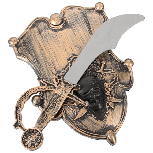 Cosplay Accessories Pirate and Shield Set Plastic Medieval Knight Kit Pirate Cosplay Costume Dress Up Accessories Role Play for Halloween Cosplay Party Supplies