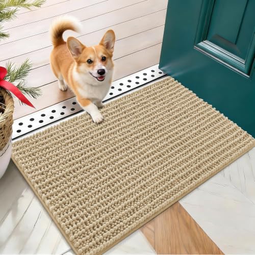 Image of OLANLY Dog Door Mat for Muddy Paws 24x16, Ultra-Absorbent Chenille Mud Mat