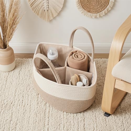 Cesta para pañales de bebé para evitar el desorden con separador flexible y transporte fácil 6