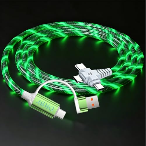 Image of 6-in-1 LED Green Flowing Light Fast Charging Cable 1m, Soft PVC USB Cable with Super Fast Charging, High-Speed Data Sync & Energy-Saving Light Effect, Compatible with Nearly All Devices.