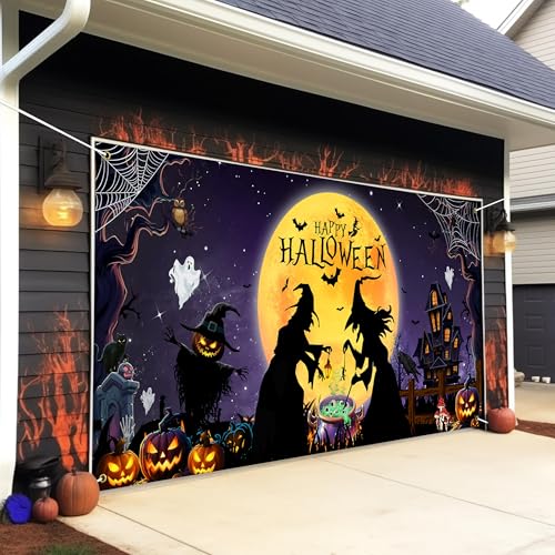 Halloween Garage Door Banner Cover 7x16Ft Outdoor Decor - image 5