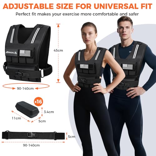 BAGAIL Weighted Vest Men, 20lb/30lb/40lb Adjustable Weight Vest for Woman with Removable Iron Weights, Women’s Rucking Vest for Walking, Workout, Running, Strength Training - Image 3