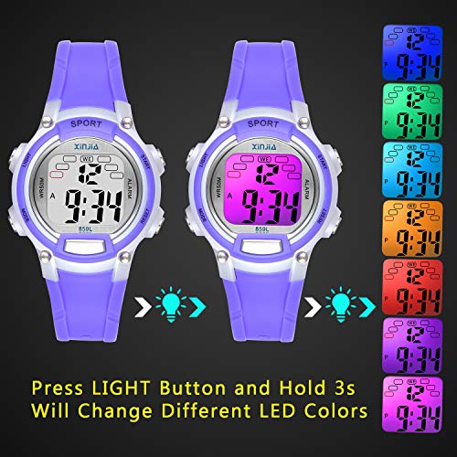 Edillas Kids Digital Watches For Girls Boys,7 Colors Led Flashing Waterproof Wrist Watches For Boys Girls Child Sport Outdoor Multifunctional Wrist Watches With Stopwatch/Alarm For Ages 5-14 #TOP4