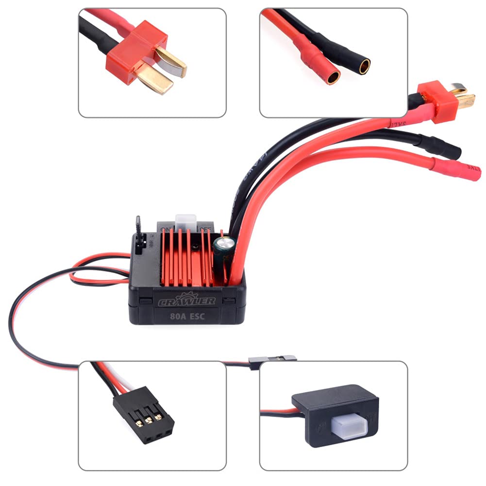 Bnineteenteam – Kit ESC Moteur 550 60A Pour Chenilles RC 1/10 – Compatible SCX10 II/III, Gen7, Gen8 – Avec Prise T