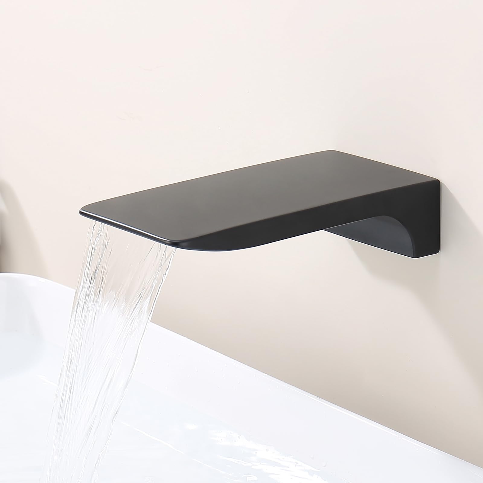 Sxithgkdw Men's Matte Black Waterfall Tub Spout Black Tub Spout For Bathtub Faucet Sus304 Stainless Steel & Solid Brass Bathroom Tub Faucet Replacet High Flow Shower Spout Tub Spout Wall Mount, Ts4-Bk