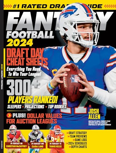 Fantasy Football 2024 Draft Guide - 300+ Players Ranked, Sleepers, Projections, Top Rookies, Team Previews, Draft Day Cheat Sheets, Game Logs, Depth Charts & More! Cover B (Josh Allen-Bills)