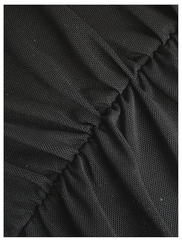 SweatyRocks Girl's Mesh Crop Top Square Neck Ruched Asymmetrical Bell Long Sleeve T Shirt3