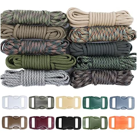 West Coast Paracord Zesty 550lb Survival Paracord Random Combo Crafting Kit 10 Colors of 500lb Cord and 10 Buckles - Type III Paracord - Make 10 Paracord Bracelets - Great Gift (Zesty, 100ft) Cover