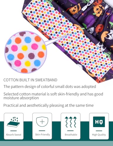 Image of Kousenpu Scrub Caps for Women, Adjustable Women's Surgical Cap with Buttons, Breathable Cute Design for Nurses and Doctors