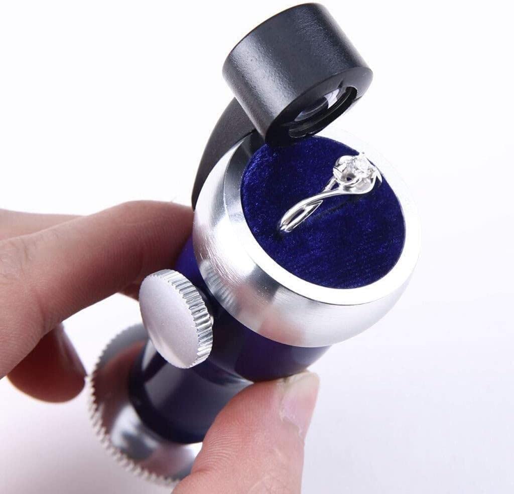 Lupas Lupa de Pantalla Lupa de Metal 20X Aumento La Distancia Focal es Ajustable Comprobación de códigos lumbares Anillos de Diamantes Lupa con luz LED Doble Comodidad