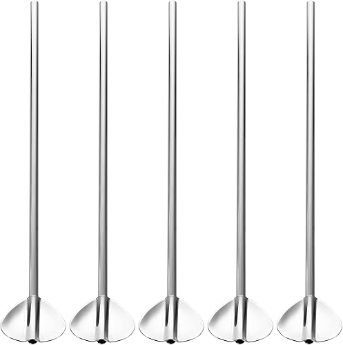 YARNOW 6 pajitas de cuchara de acero inoxidable para beber cucharas reutilizables de metal para cóctel, pajitas para beber, mezclar y revolver