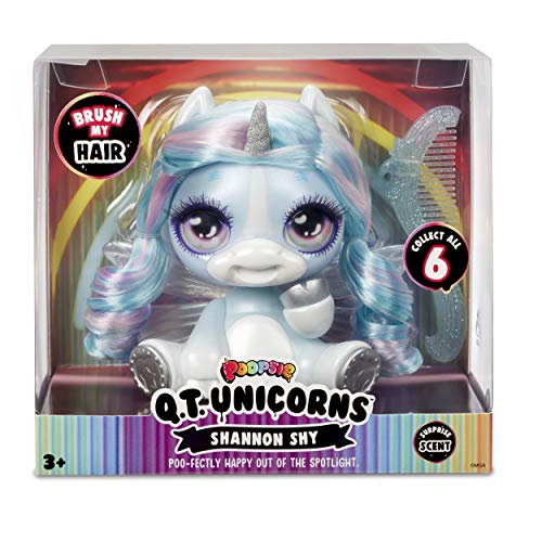 Poopsie Q.T. Unicorns Shannon Shy â€“ Cute, Collectible Blue Unicorn with Brushable Hair and Surprise Scent