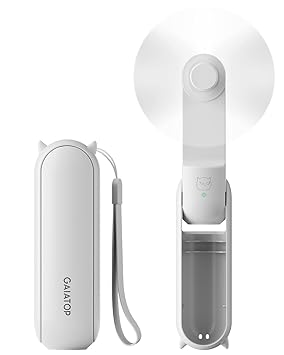 Gaiatop Mini Handheld Fan, Portable Personal Folding Cooling Hand Fan Rechargeable Battery Operated with 2 Speed USB Desk Fan for Home Office Travel (White) - image, photos