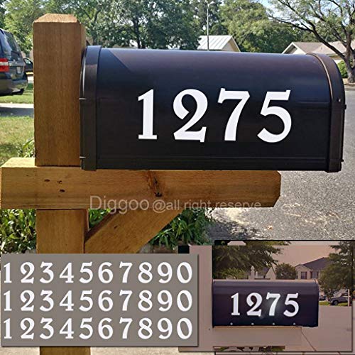 Diggoo Reflective Mailbox Numbers Sticker Decal Die Cut Elegant Style Vinyl Number 3" Self Adhesive 3 Sets For Mailbox, Signs, Window, Door, Cars, Trucks, Home, Business, Address Number #TOP10