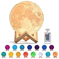 Mind-glowing 3D Moon Lamp - 16 LED Colors, Dimmable, Rechargeable Night Light (Large, 5.9in) with Wooden Stand, Remote & Touch Control - Nursery Decor for your Baby, Birthday Gift Idea for Women