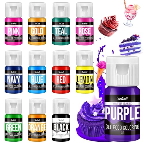 Lebensmittelfarbe Gel - 12 Farben x 13g Hoch Konzentriert Gel Lebensmittel Farbe zum Kuchen Backen Ostereiern Getränken - Zuckerfrei Food Coloring für Fondant Zuckerguss Slime Tortendeko