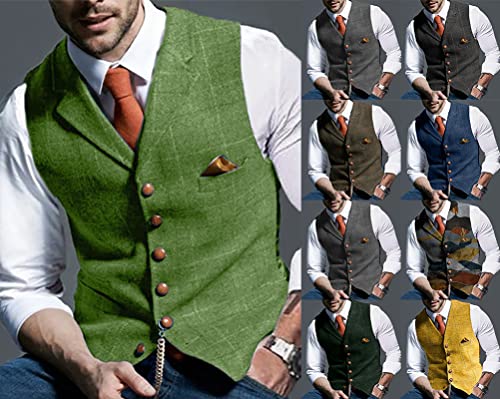 Onsoyours Veste de Costume pour Homme Slim Fit Gilet Casual Tweed Soiree Formelle Veste sans Manches pour Mariage - Image 3