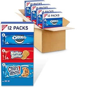 Nabisco Cookies Variety Pack, OREO, Nutter Butter, CHIPS AHOY!, 48 Snack Packs (4 Cookies Per Pack, 4 Boxes)