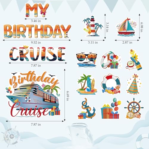 Image of Dazoratix Birthday Cruise Door Decorations - 15 Pcs Retro Ship Cabin Anchor Magnetic Funny Sea Navigation Magnets Stickers Stateroom Refrigerator Decals for Summer Carnival Party Accessories Car Decor