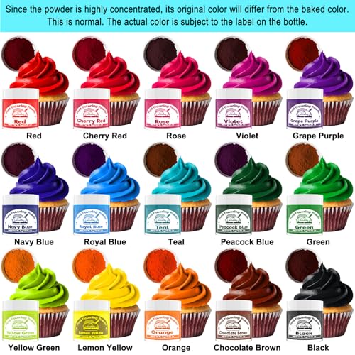 Image of Food Coloring Powder for Baking - 15 Bright Colors Powdered Food Coloring | Flavorless High Concentrated Upgraded Food Dye for Icing, Baking, Cake Decorating, Cooking, Frosting - 5g /each