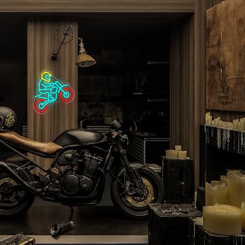 Image of Allball Motorcyclist Neon Signs for Wall Decor, Motocross Neon Light USB Powered, for Garage LED Sign Man Cave Racing Motorcycle Decor Mechanic Shop Garage theme party Birthday Gifts(12.9 * 12.2 In)