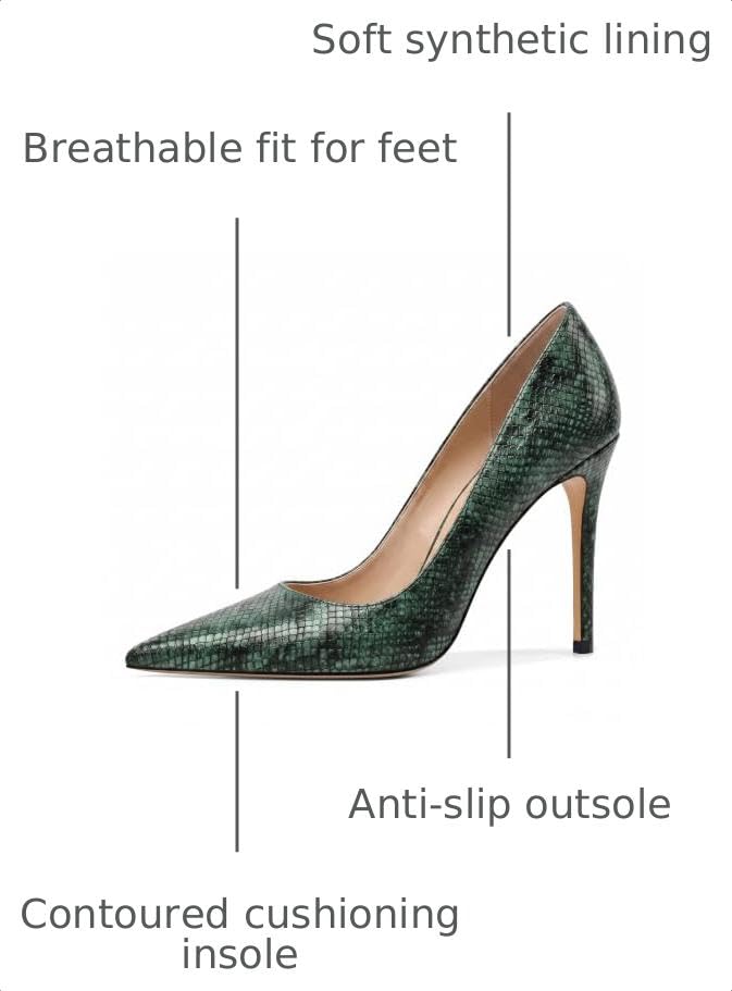 Image of Eldof Women's Classic Dress Pumps Shoes, Sexy Pointed Toe 4 inch Stiletto High Heels, Office Formal Slip On Size 5-13