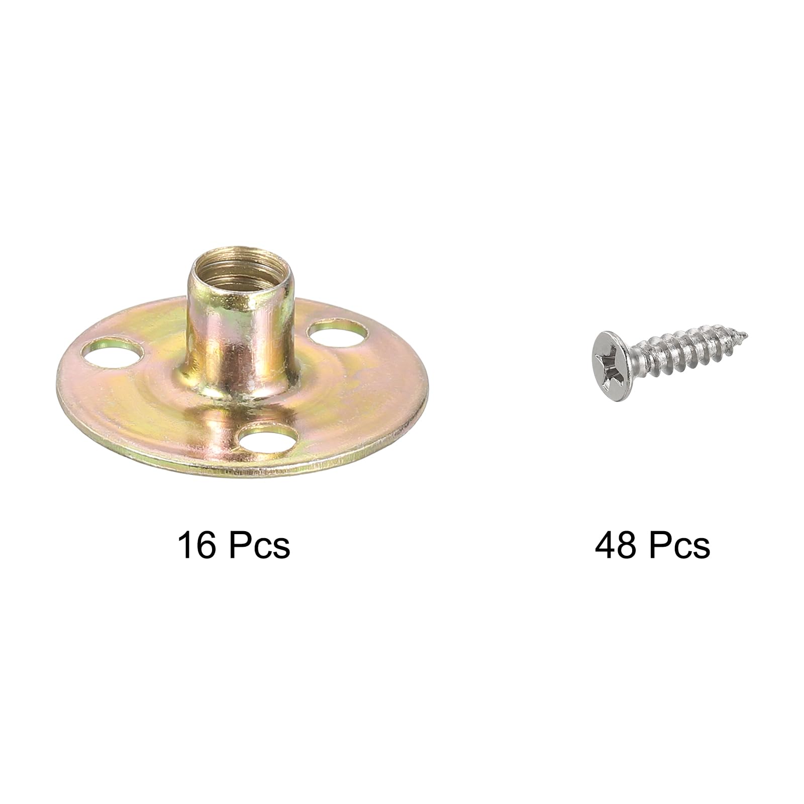 Uxcell 1/4"-20 Brad Hole Tee Nut, 16pcs Carbon Steel Round Base Screw
