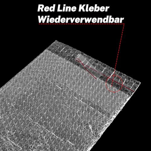 LOLYSIC 50 Stück Selbstklebende Luftpolsterbeutel 20 x 30CM, Bubble Wrap Bags, Luftpolstertaschen, Luftpolsterumschläge Verpackungsmaterial für Umzug und Versand, Stoßfeste Polsterung