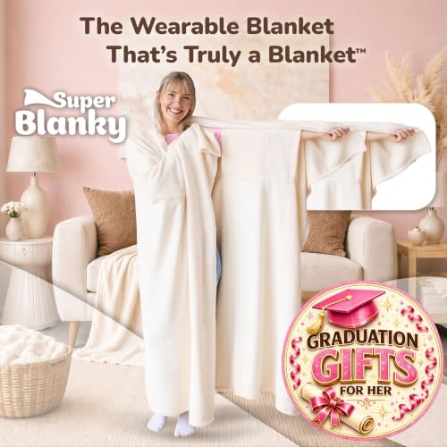 Image of Super Blanky Wearable Blankets for Women & Men, Graduation Day Gift for Her, Cozy Gifts for Women, Wife Birthday Gifts Ideas