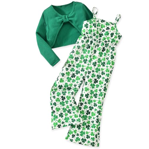 Image of HIHA Girls Sleeveless Jumpsuits Outfit Long Sleeve Twist Front Tops Romper Clothes Set Size 4-12