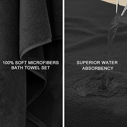 Maggea 4 Piece Bath Towel Set Black Plush Bath Sheet 700 Gsm Oversized Thick Bath Shower Towels 35X70-Extra Soft Cozy-Absorbent-Quick Dry-Multi-Purpose Hotel Luxury Large Microfiber Bathroom Towels #TOP5