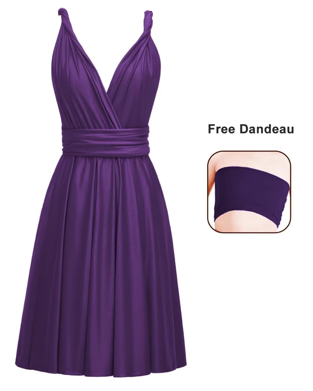 Short Infinity Dresses for Bridesmaids with Bandeau Convertible Transformer Multiway Twist Wrap Bridesmaid Dresses