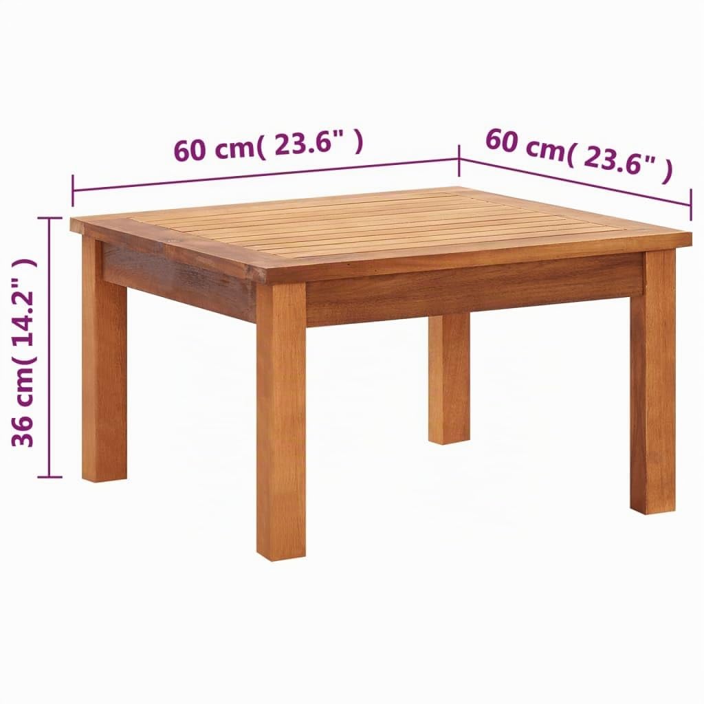 vidaXL Mesa de Centro de Jardín Rectangular Mueble para Exterior Patio Terraza Mesa de Café Comedor Merienda Color Natural Madera Maciza Acacia