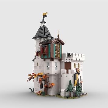 Medieval White Tower Building Kit, Medieval Modular Series Building Blocks Set (1213PCS)