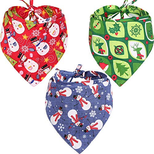 3 Pack Christmas Dog Bandana Reversible Triangle Bibs Scarf Accessories for Dogs Cats Pets Large