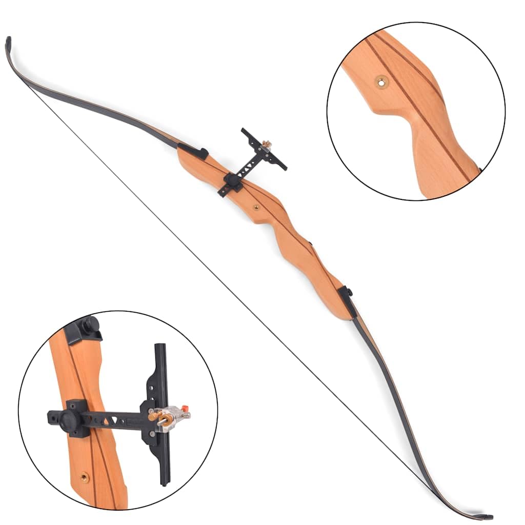 vidaXL Arco Ricurvo per Adulti Tiro a Segno Sportivo Elegante Robusto Preciso Sport per Principianti 173 cm 14,5 kg in Legno e Nylon