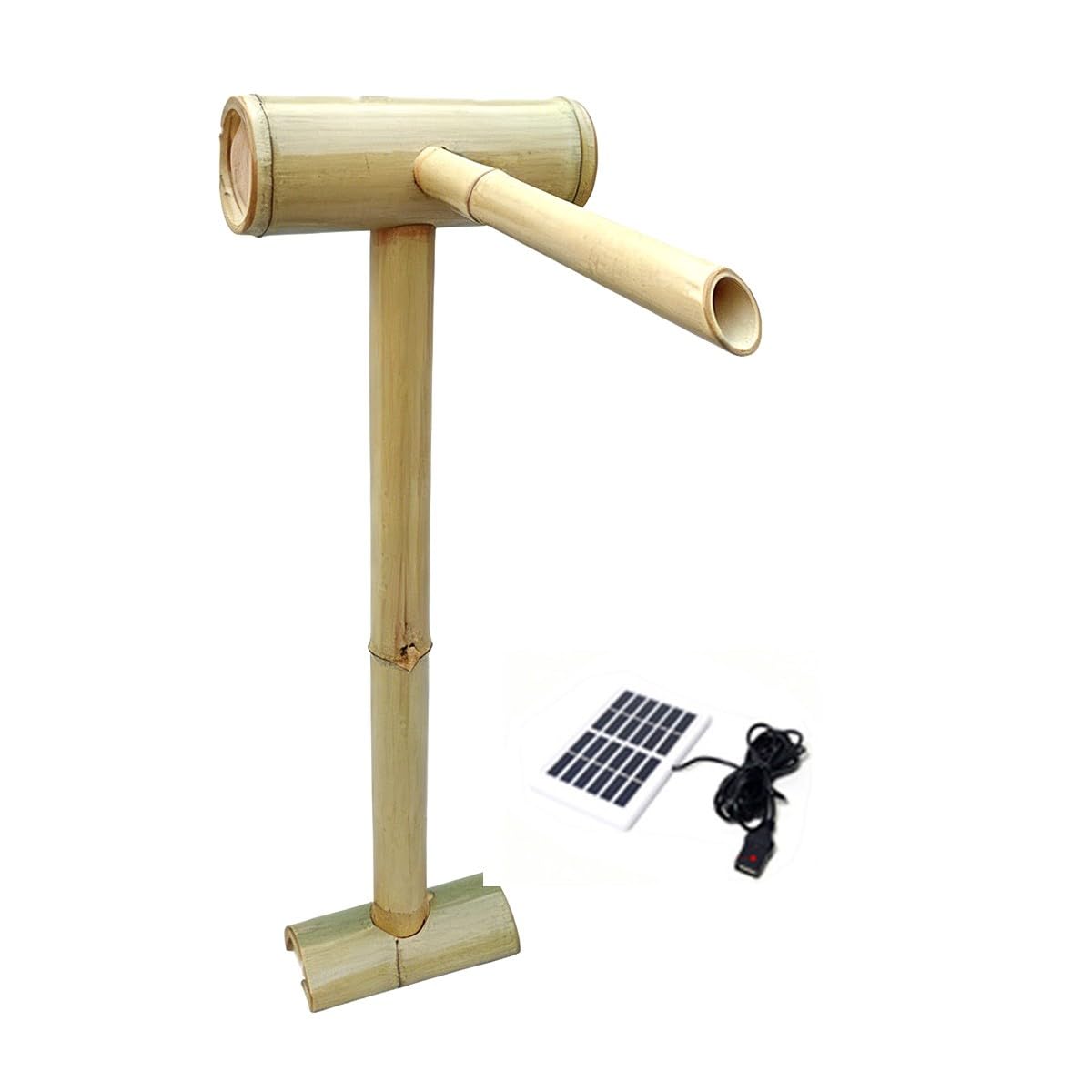 Bambú Fuente Solar para Jardín, Fuente Cascada con Bomba y Panel Solar de 6 W, Decoración para Patio y Estanque