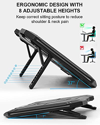 SWORDFISH-RGB-Laptop-Cooling-Pad-10-173-Laptop-Cooler-with-5-Quiet-LED-Fans-6-Adjustable-Wind-Speeds-7-RGB-Light-Effects-LCD-Screen-8-Adjustable-Angles-2-USB-Ports-Metal-Mesh