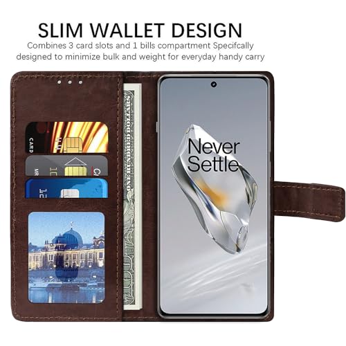 Image of Flip Cover Back Case for OnePlus 12R 5G | Premium Leather Finish | Inbuilt Pockets & Stand | Flip Cover Back Case for OnePlus 12R 5G (Coffee)