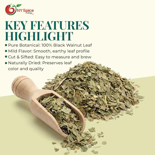 Image of NY Spice Shop Black Walnut Leaf Cut And Sifted - 4 Ounce Culinary Ingredient Juglans Nigra - Traditional For Cooking Brewing Blending - Aromatic Leaf Material For Infusions