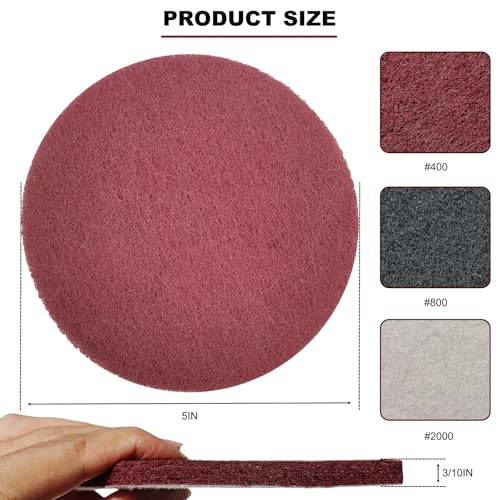 Image of 15 Pack 5 Inch Hoop and Loop Multipurpose Scrubber Scouring Pads - Flocking Scuff Pads, Conditioning Discs Polishing Pads for Furniture Automotive Cleaning, Rust Removal