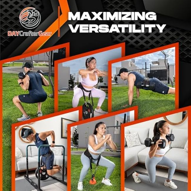 Hip Thrust Belt for Weights, Dumbbells & Kettlebells ¨C Heavy Duty Glute Workout Equipment for Plates up to 300 lbs, with bonus straps for Dips & Squat Belt for Home & Gym