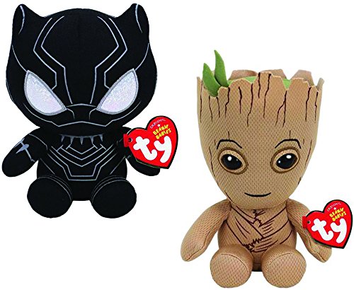 Ty Marvel Blacker Panther 2pc Set - Black Panther & Groot
