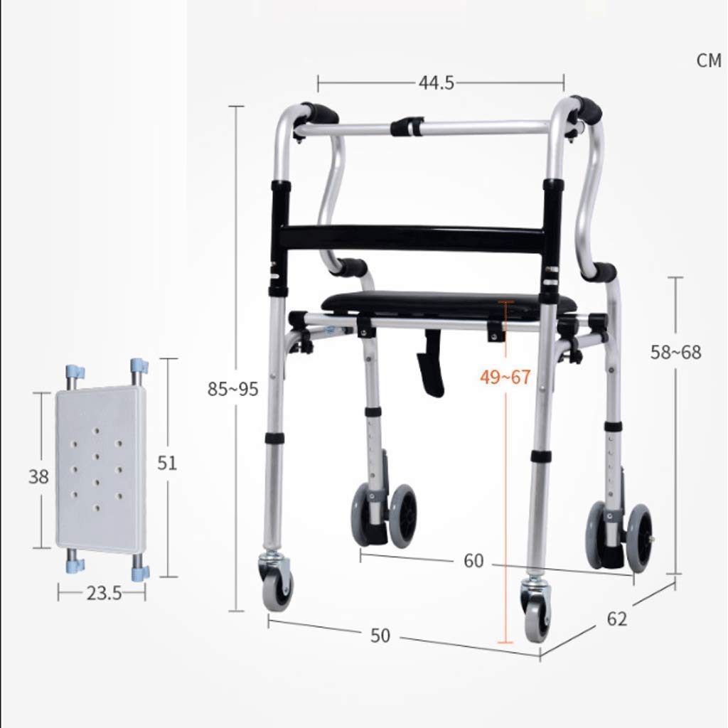 Chodzik, wielofunkcyjny chodzik rehabilitacyjny, lekki składany czterokołowy chodzik z wyściełanym siedziskiem ergonomiczne uchwyty little surprise