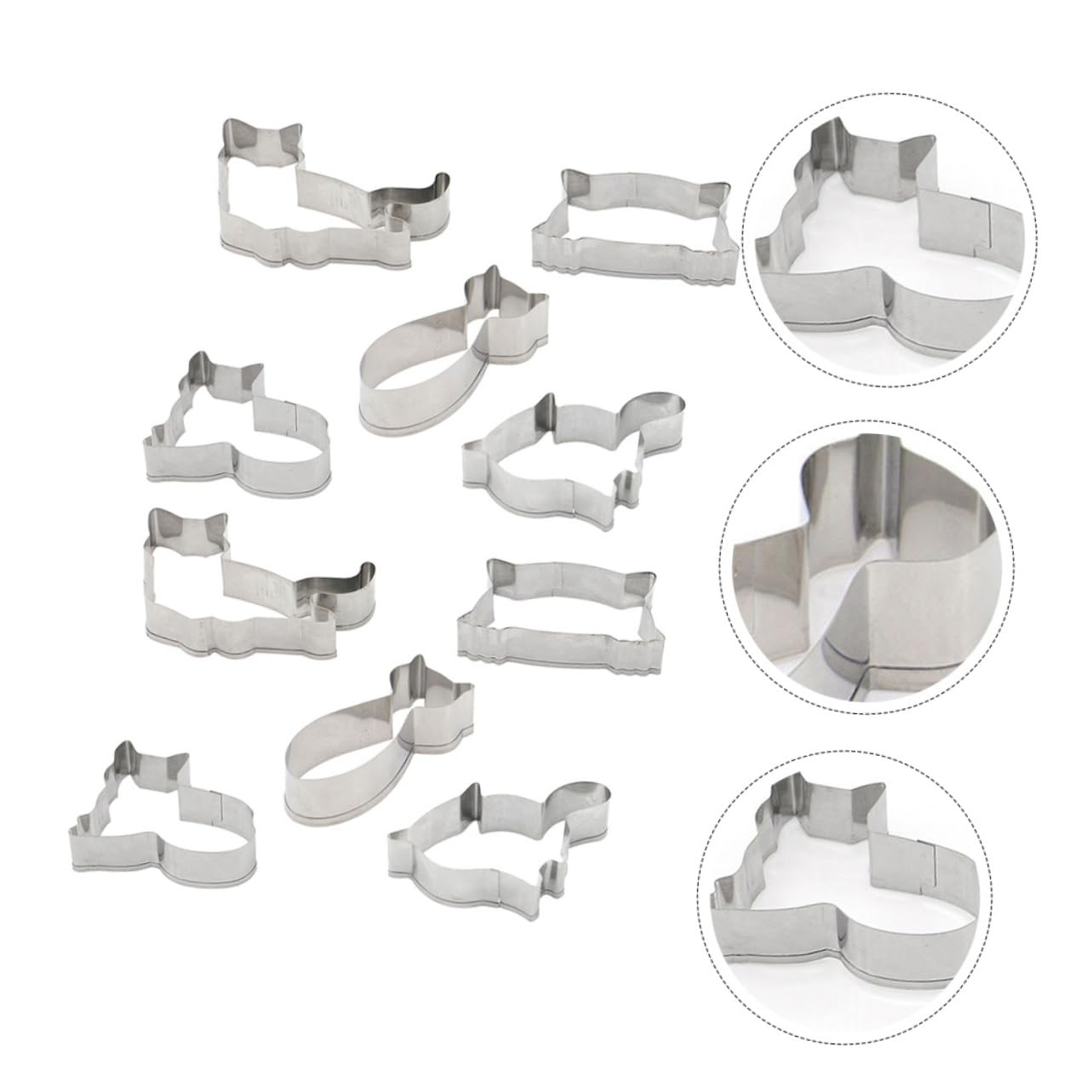 IMIKEYA 3 Juegos 10 Piezas Favores De Fiesta De Gato Molde Para Cortar Frutas Molde De Cakesicles Molde Para Hornear Cortadores De Fondant De Animales Separar Silver Acero Inoxidable 430