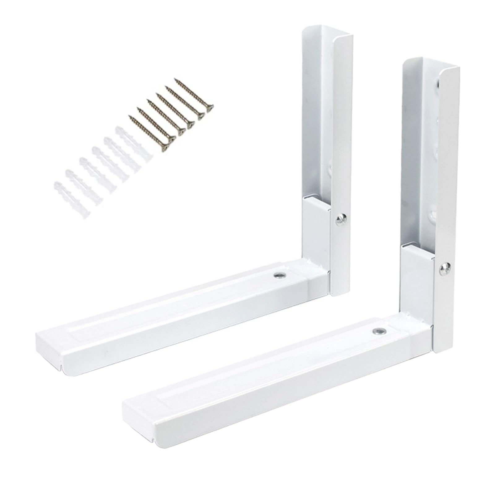 Hniuyun Universal Wall-Mounted Microwave Brackets ,Foldable Arm Adjustable Extensible Wall Hanging Microwave Brackets Oven Stand Shelf Rack Load 99 lb (White)