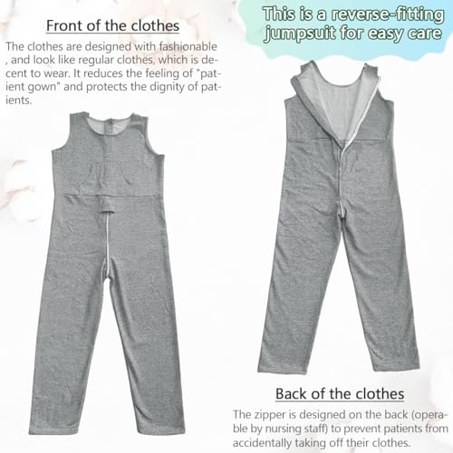 Image of Unisex Anti-Strip Adaptive Jumpsuit with Back-Zipper,Vest Trousers,Suitable for Seniors,Dementia Patient,Alzheimer's Patients,Incontinence Care