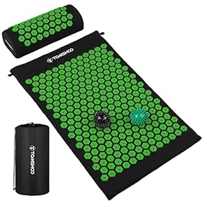 TOMSHOO Acupressure Set, Acupressure Mat and Pillow with 2pcs Massage Balls- Pain Relief Therapy Muscle Back Neck with…