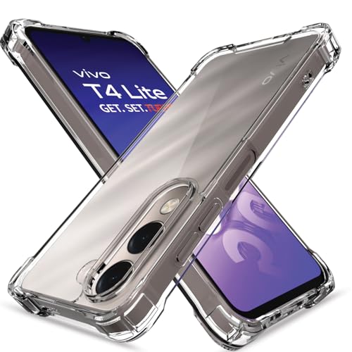 Image of Outlouders Back Cover for Vivo T4 Lite 5G / Vivo Y19 5G Clear Transparent PC + TPU Bumper Case with Raised Edges for Shockproof Protection (Transparent)